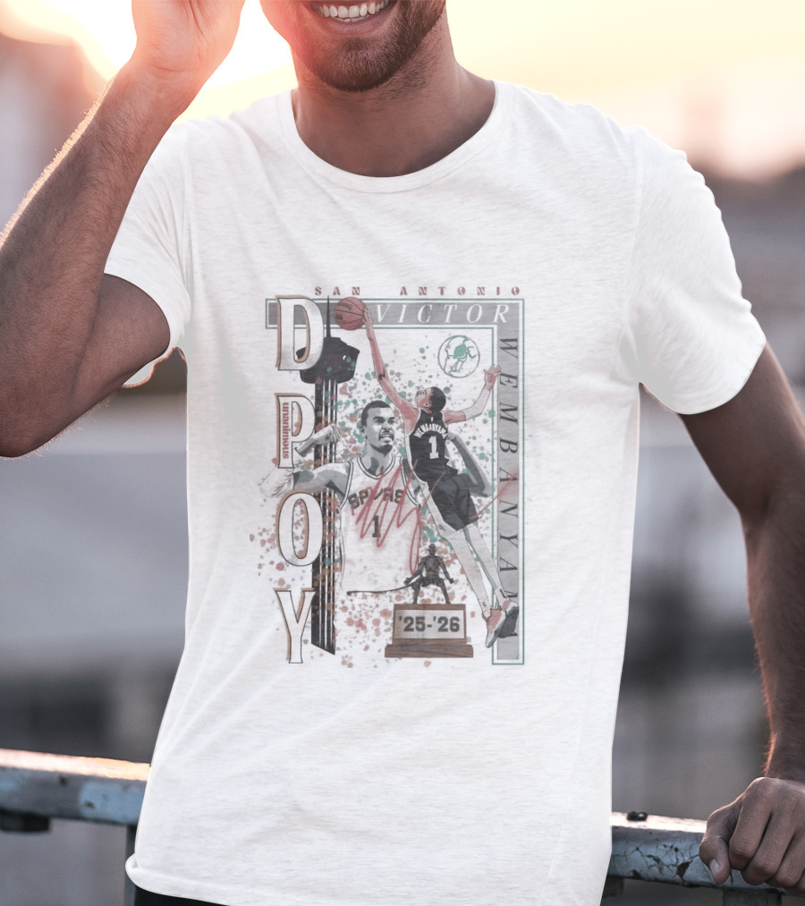 San Antonio Victor Wembanyama 2026 DPOY Basketball Spurs T-Shirt
