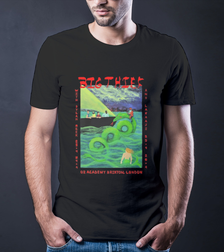 Big Thief Apr 23 2026 London Tour With Sea Serpent And Boat Scene T-Shirt