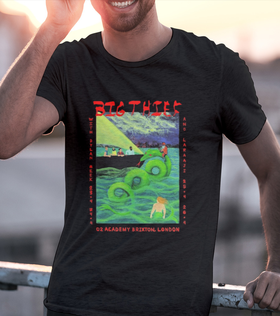 Big Thief Apr 23 2026 London Tour With Sea Serpent And Boat Scene T-Shirt
