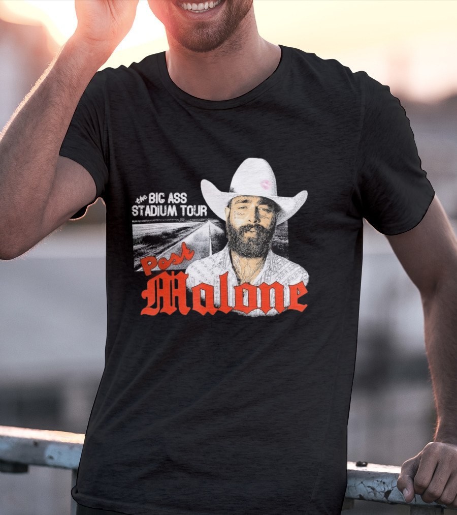 Post Malone Big Ass Stadium Tour Cowboy Hat Tattoo T-Shirt