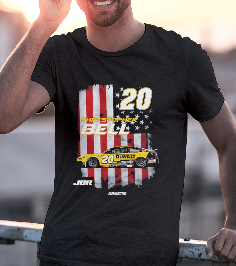 Christopher Bell 20 NASCAR DeWalt JGR Stars Stripes Racing T-Shirt