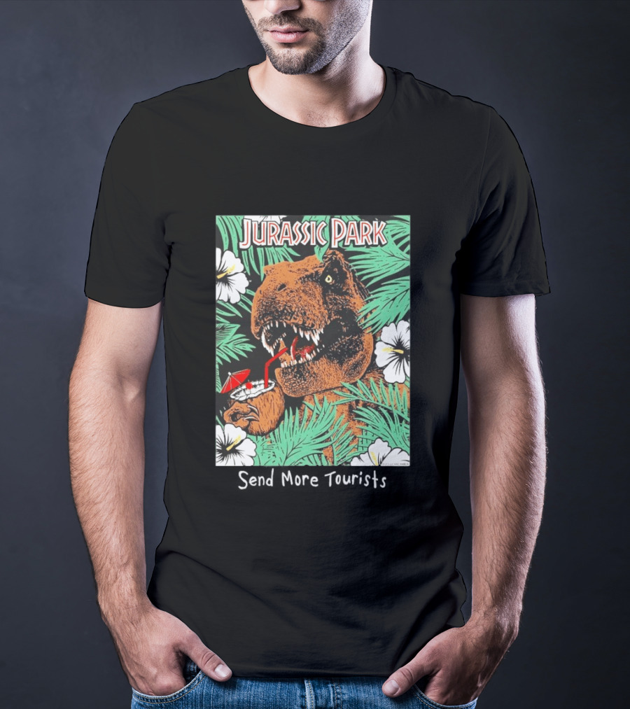 Jurassic Park Send More Tourists Rex Tropical Drink Scene T-Shirt