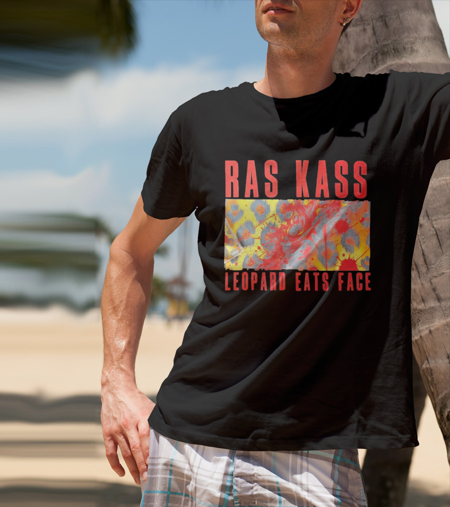 Ras Kass Leopard Eats Face Abstract Art With Blood Splatter And Animal Print T-Shirt