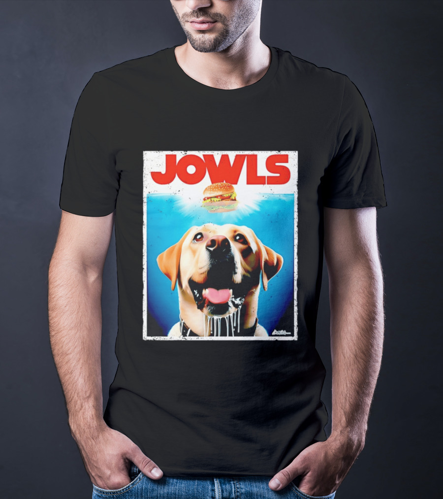 Jowls Labrador Dog Looking At Hamburger T-Shirt