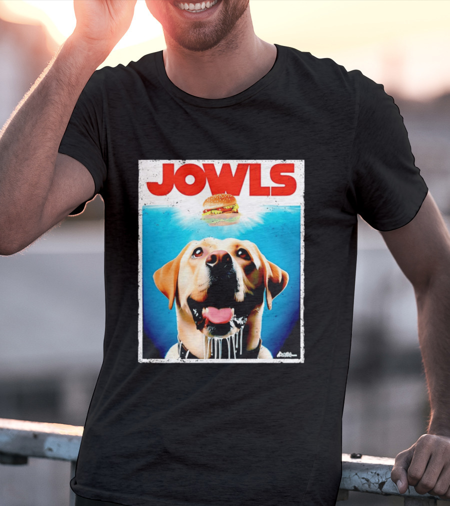 Jowls Labrador Dog Looking At Hamburger T-Shirt