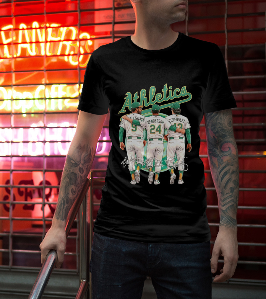 Rickey Henderson Reggie Jackson Dennis Eckersley Oakland Athletics Legends T-Shirt
