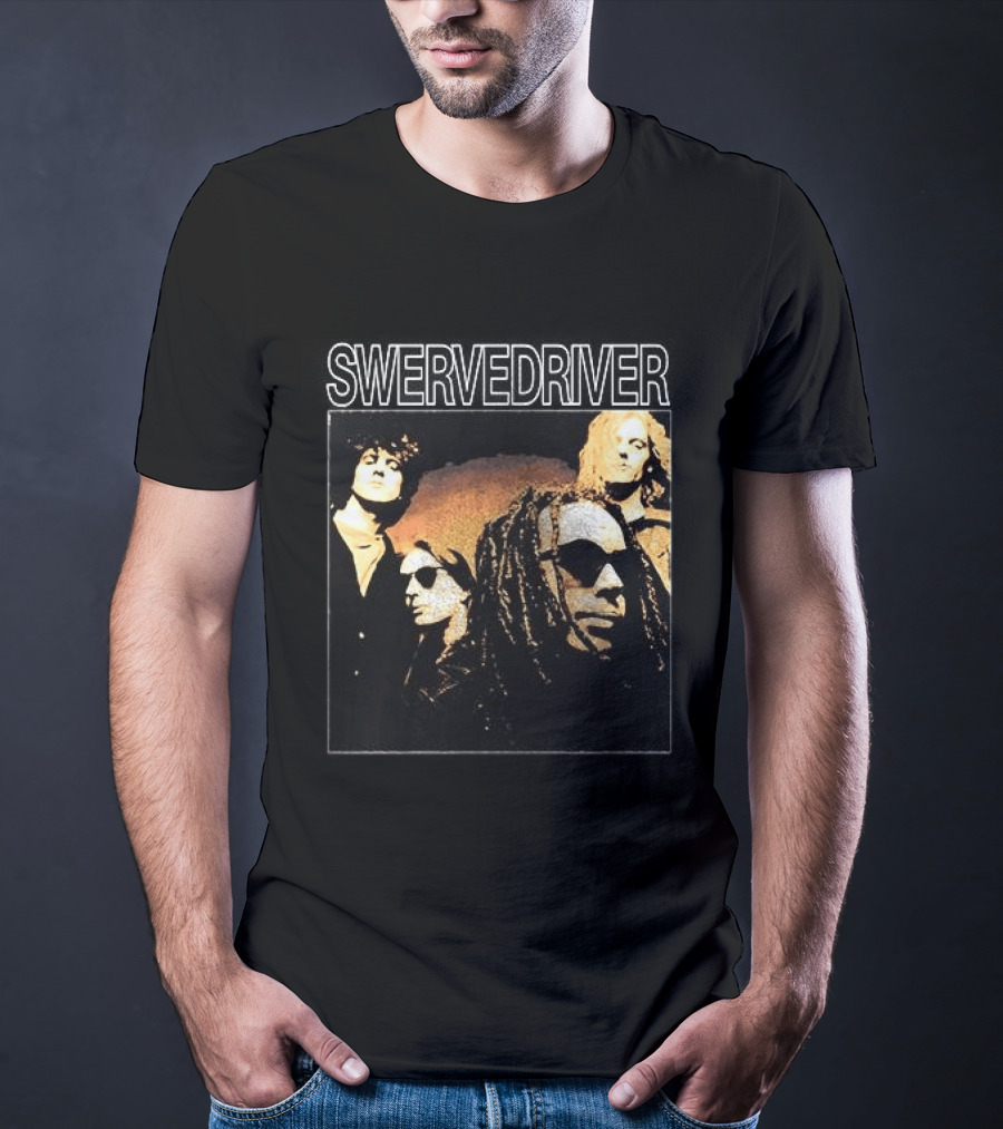 Swervedriver Band Portrait Album Cover Guns T-Shirt