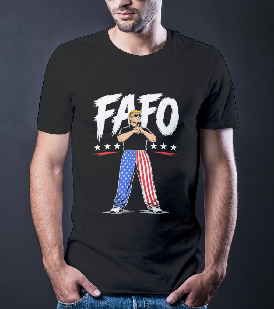 FAFO Patriotic USA Stars Stripes Pants With Figure And Shades T-Shirt