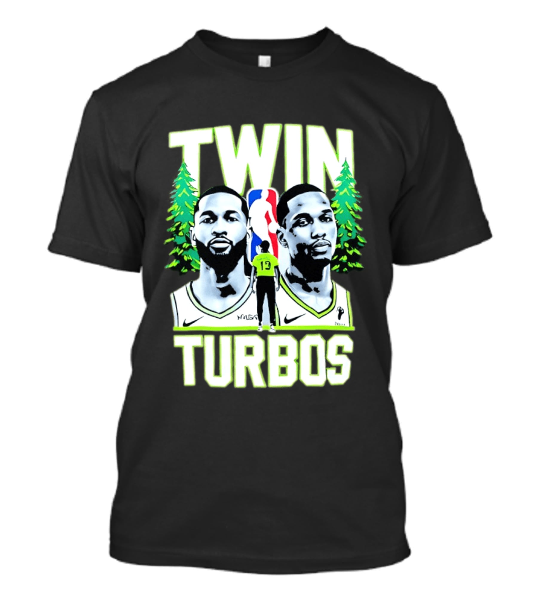 Twin Turbos Minnesota Timberwolves NBA Basketball Player Portraits T-Shirt