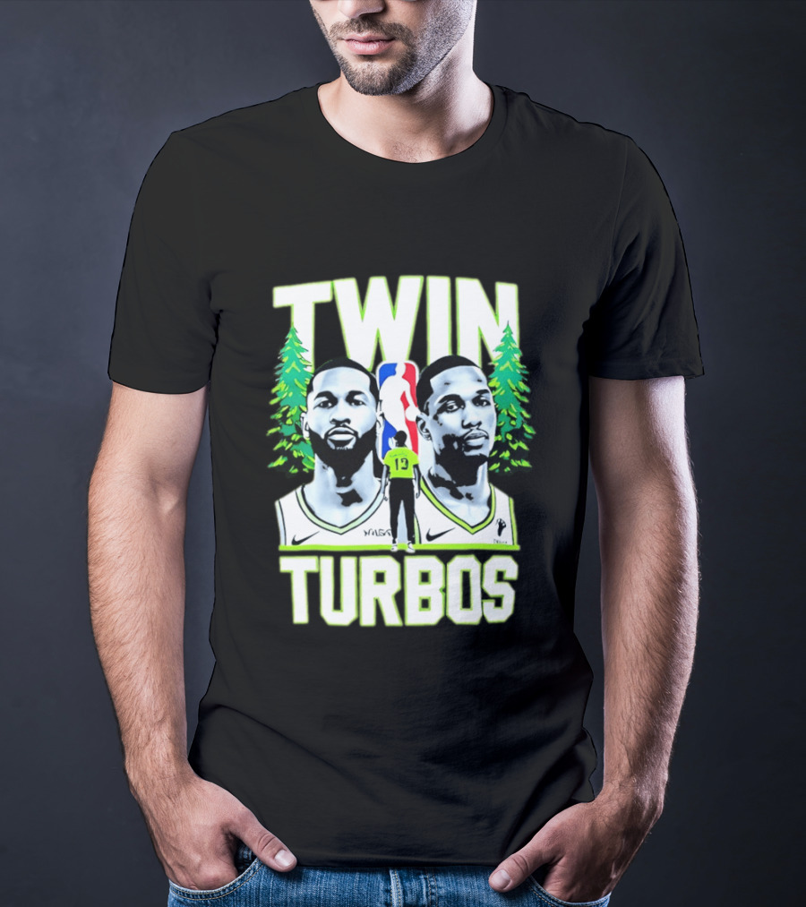 Twin Turbos Minnesota Timberwolves NBA Basketball Player Portraits T-Shirt