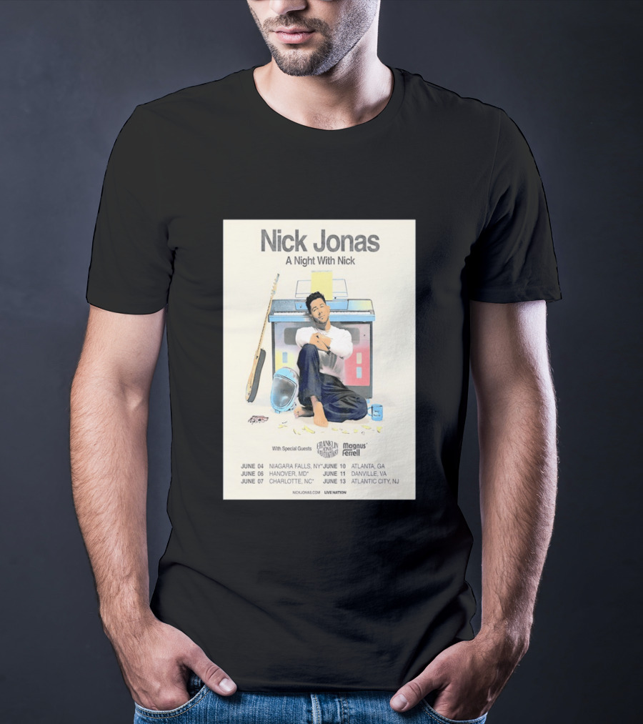 Nick Jonas A Night With Nick Tour 2026 Franklin Jonas Magnus Ferrell Live Nation T-Shirt
