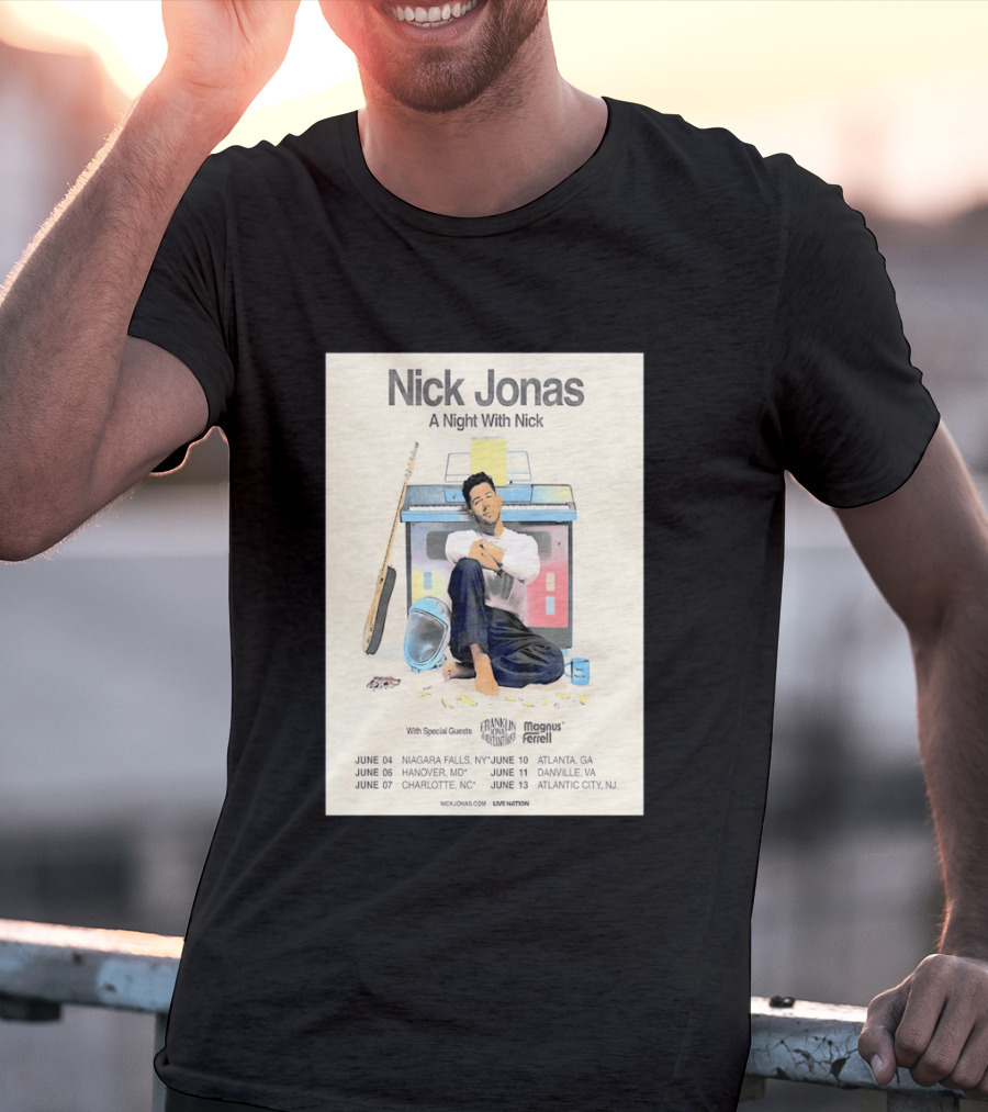 Nick Jonas A Night With Nick Tour 2026 Franklin Jonas Magnus Ferrell Live Nation T-Shirt