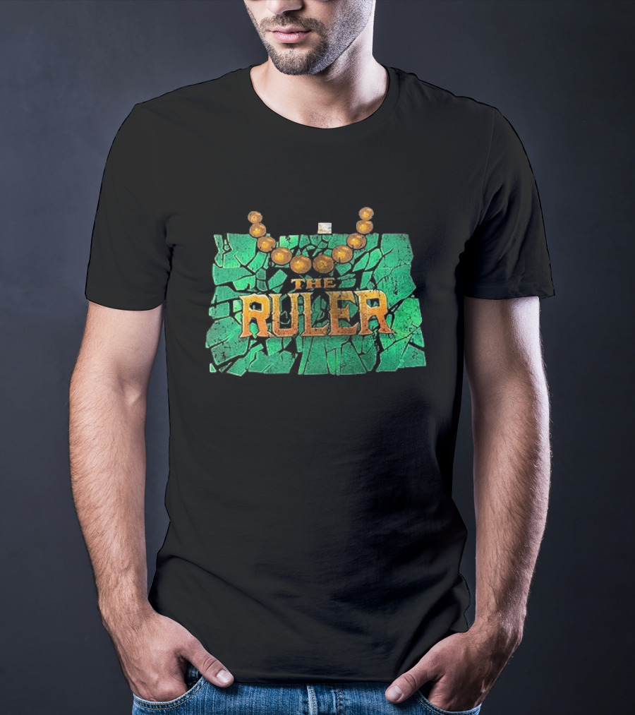 Oba Femi WWE The Ruler Gold Necklace Green Cracked Stone T-Shirt