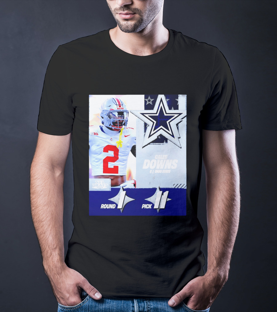 Dallas Cowboys Round 1 Pick 11 Caleb Downs Ohio State NFL Draft 2026 T-Shirt