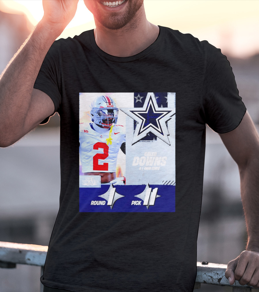 Dallas Cowboys Round 1 Pick 11 Caleb Downs Ohio State NFL Draft 2026 T-Shirt