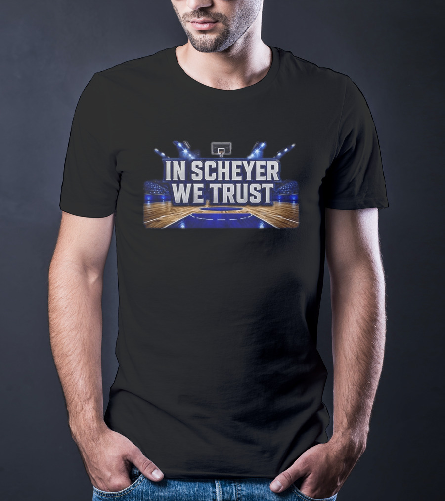 Duke Blue Devils In Scheyer We Trust Basketball Court Stadium Lights T-Shirt