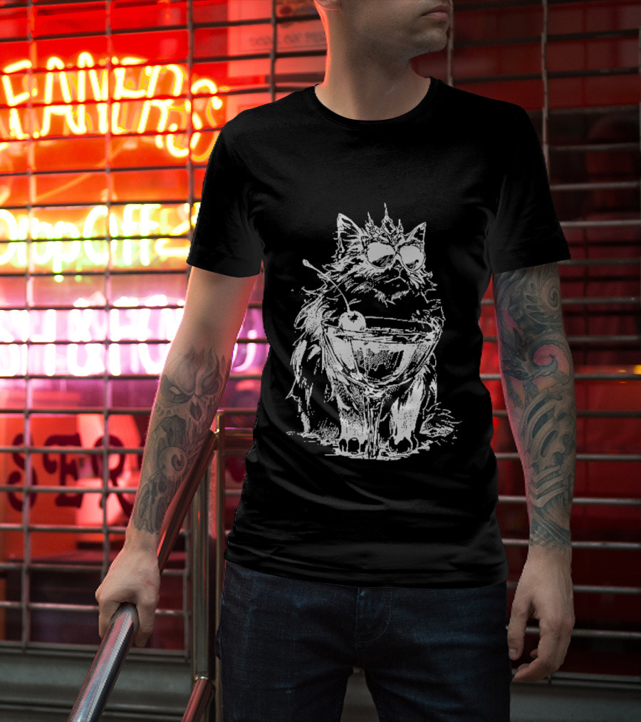 Princess Donut The Desperado Club Fluffy Cat With Sunglasses And Cocktail T-Shirt