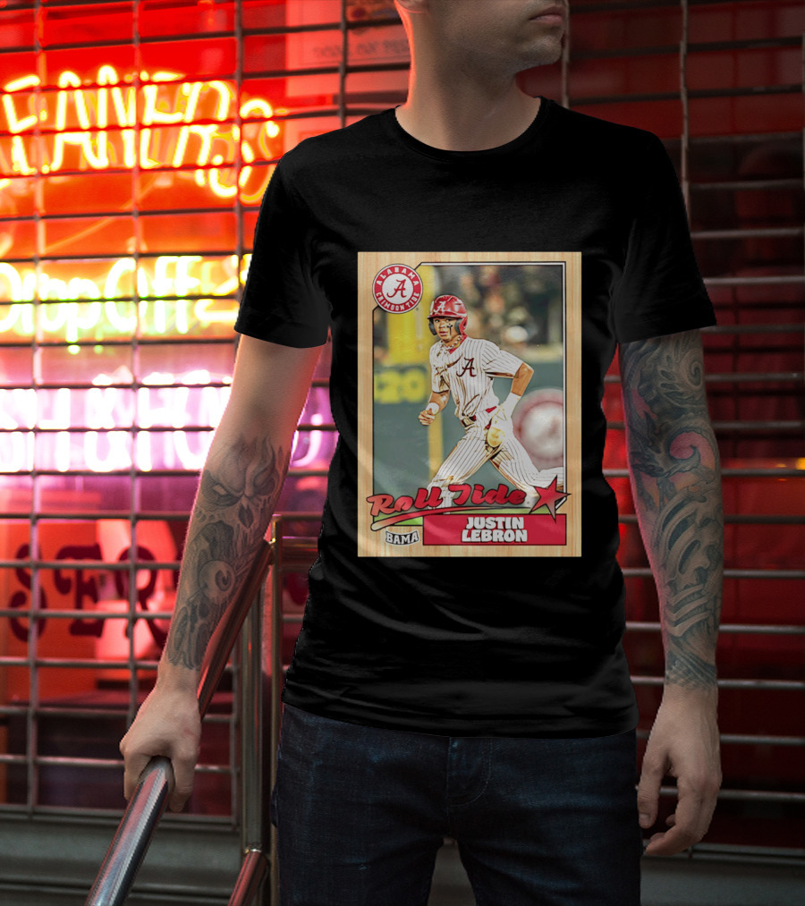 Justin Lebron Alabama Crimson Tide Roll Tide Bama Baseball Card T-Shirt