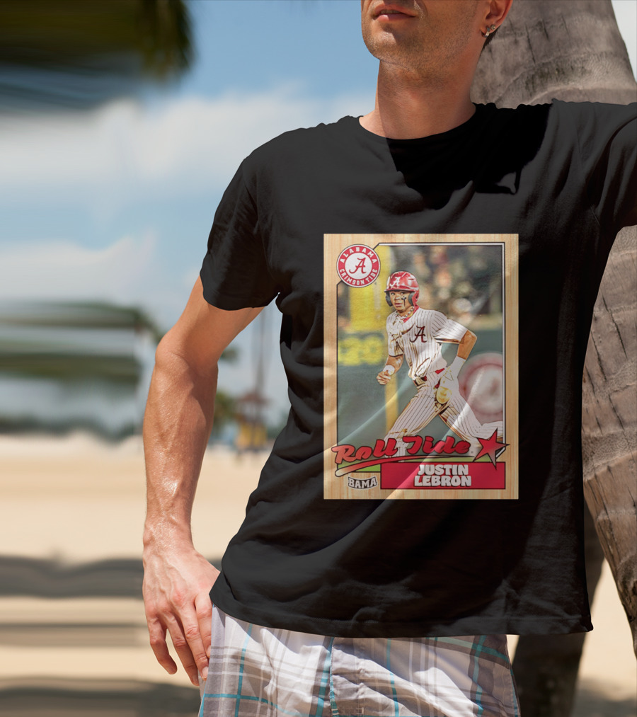 Justin Lebron Alabama Crimson Tide Roll Tide Bama Baseball Card T-Shirt