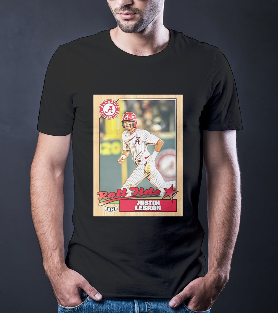 Justin Lebron Alabama Crimson Tide Roll Tide Bama Baseball Card T-Shirt