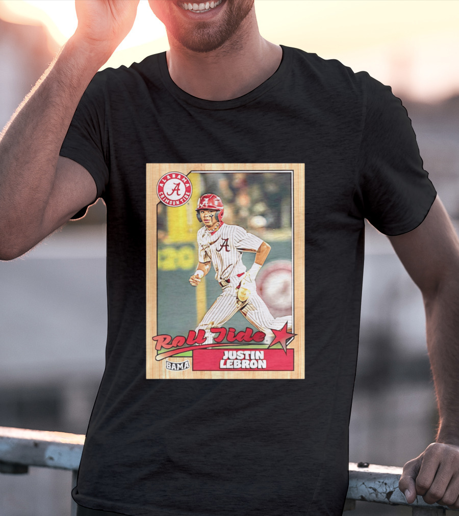 Justin Lebron Alabama Crimson Tide Roll Tide Bama Baseball Card T-Shirt