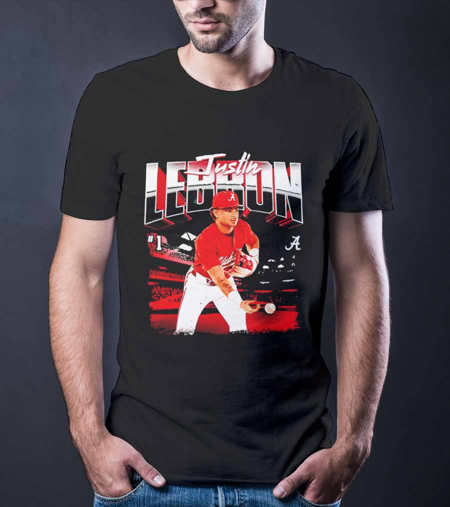 Justin Lebron Alabama Crimson Tide Baseball Player In Action T-Shirt