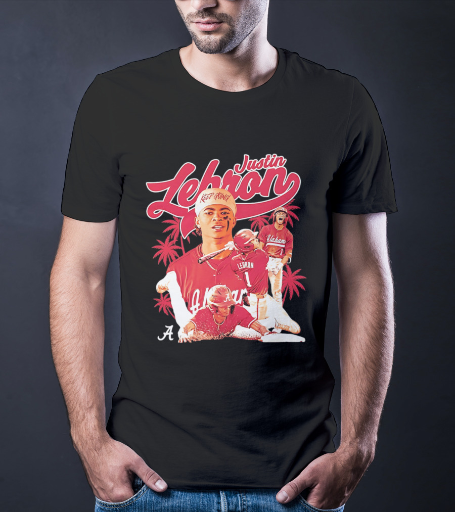 Justin Lebron Alabama Baseball Keep Going Collage T-Shirt