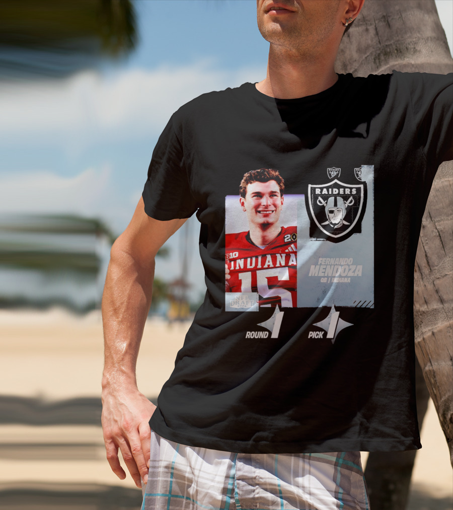 Fernando Mendoza QB Indiana Las Vegas Raiders NFL Draft 2026 Round 1 Pick 1 T-Shirt