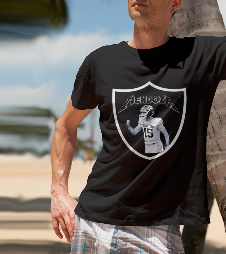 Mendoza Hoosiers 15 Shield Style Las Vegas Raiders T-Shirt