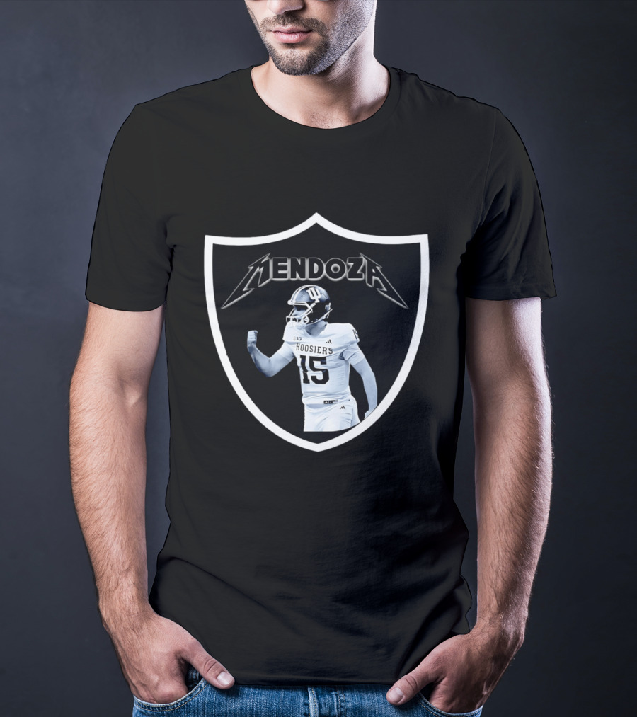 Mendoza Hoosiers 15 Shield Style Las Vegas Raiders T-Shirt