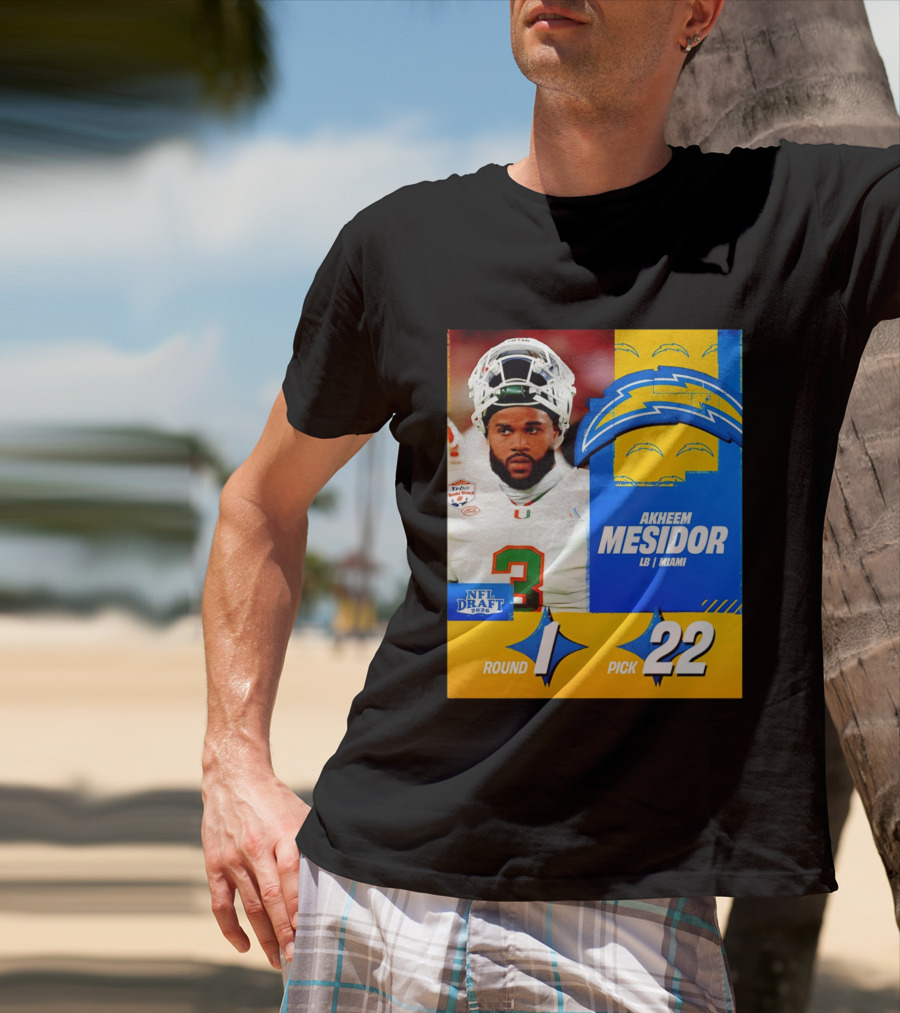 NFL Draft 2026 Los Angeles Chargers Akheem Mesidor Round 1 Pick 22 T-Shirt