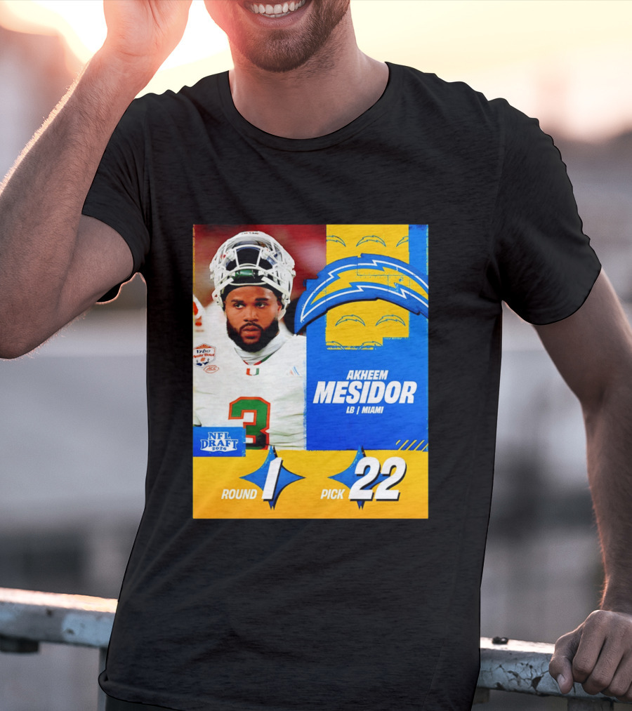 NFL Draft 2026 Los Angeles Chargers Akheem Mesidor Round 1 Pick 22 T-Shirt