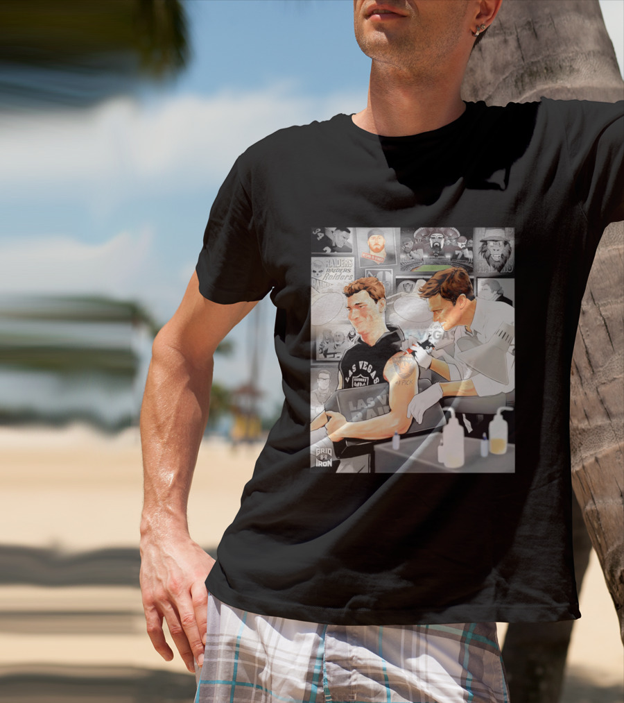 Las Vegas Raiders Fernando Mendoza Tom Brady Tattoo Moment With Raiders Art And Iconic Characters T-Shirt