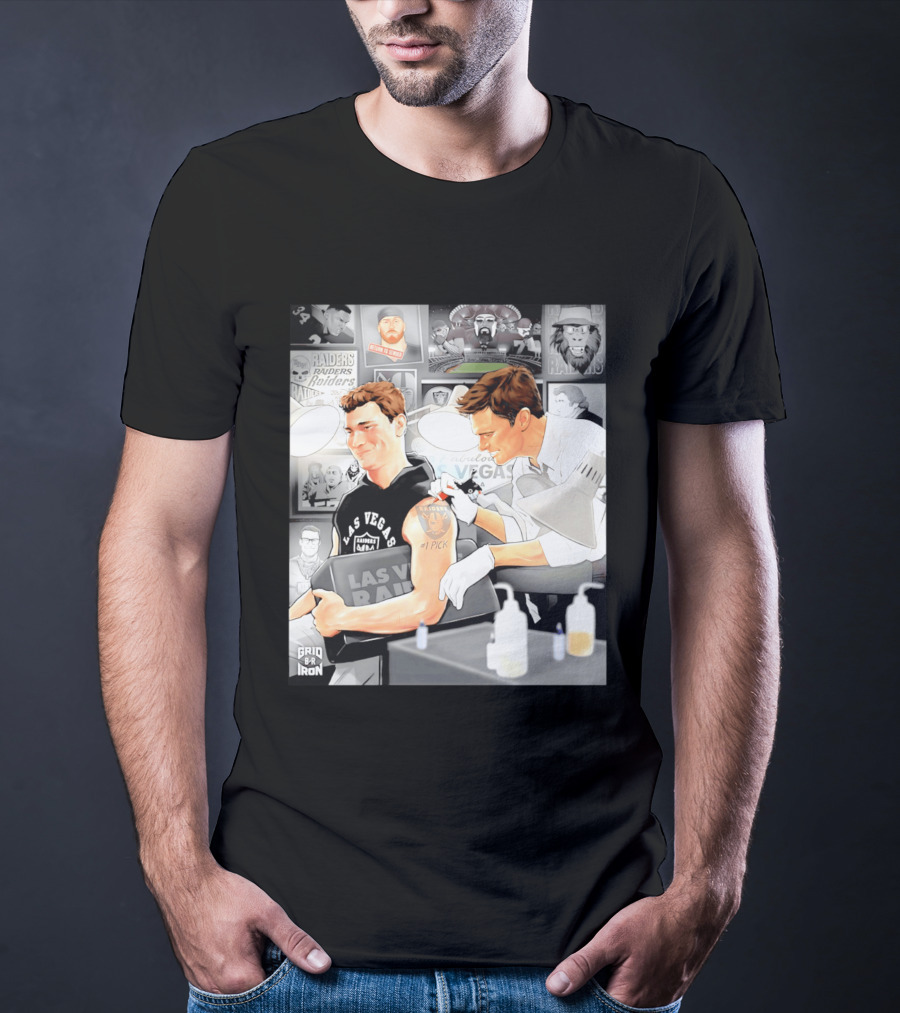 Las Vegas Raiders Fernando Mendoza Tom Brady Tattoo Moment With Raiders Art And Iconic Characters T-Shirt