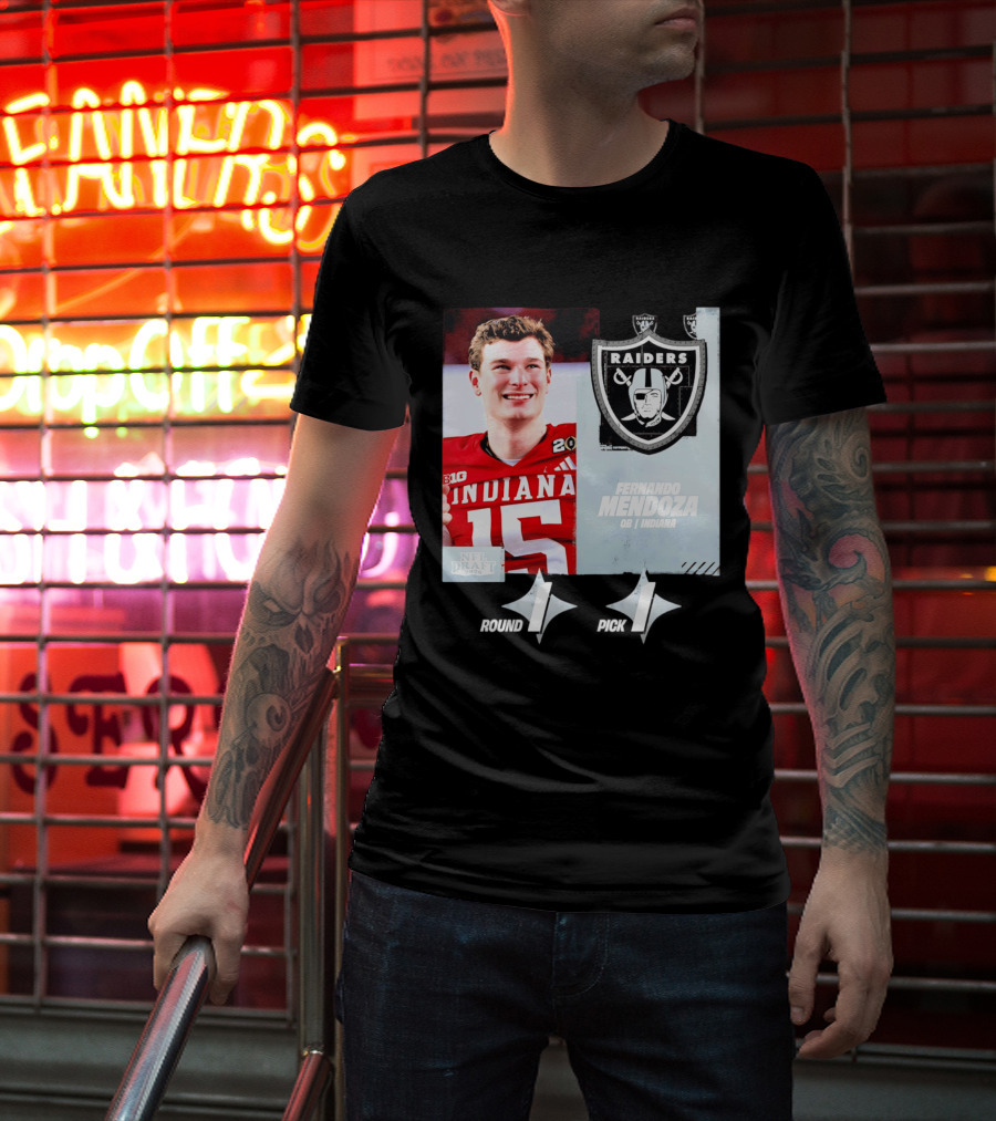Fernando Mendoza QB Indiana Las Vegas Raiders Round 1 Pick 1 NFL Draft 2026 T-Shirt