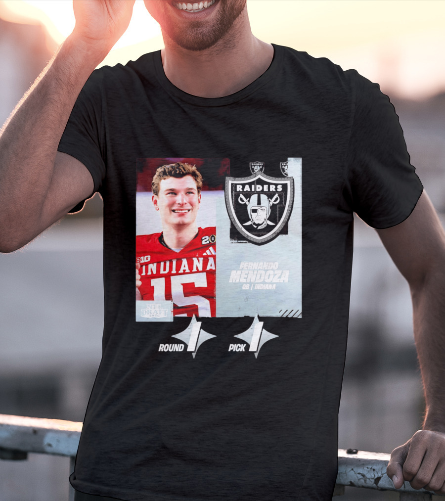 Fernando Mendoza QB Indiana Las Vegas Raiders Round 1 Pick 1 NFL Draft 2026 T-Shirt