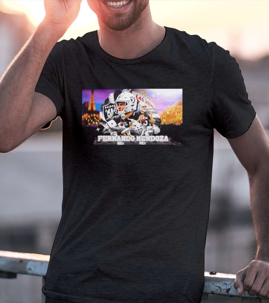 Fernando Mendoza Raiders Las Vegas Lights Casino Dice Football Draft T-Shirt