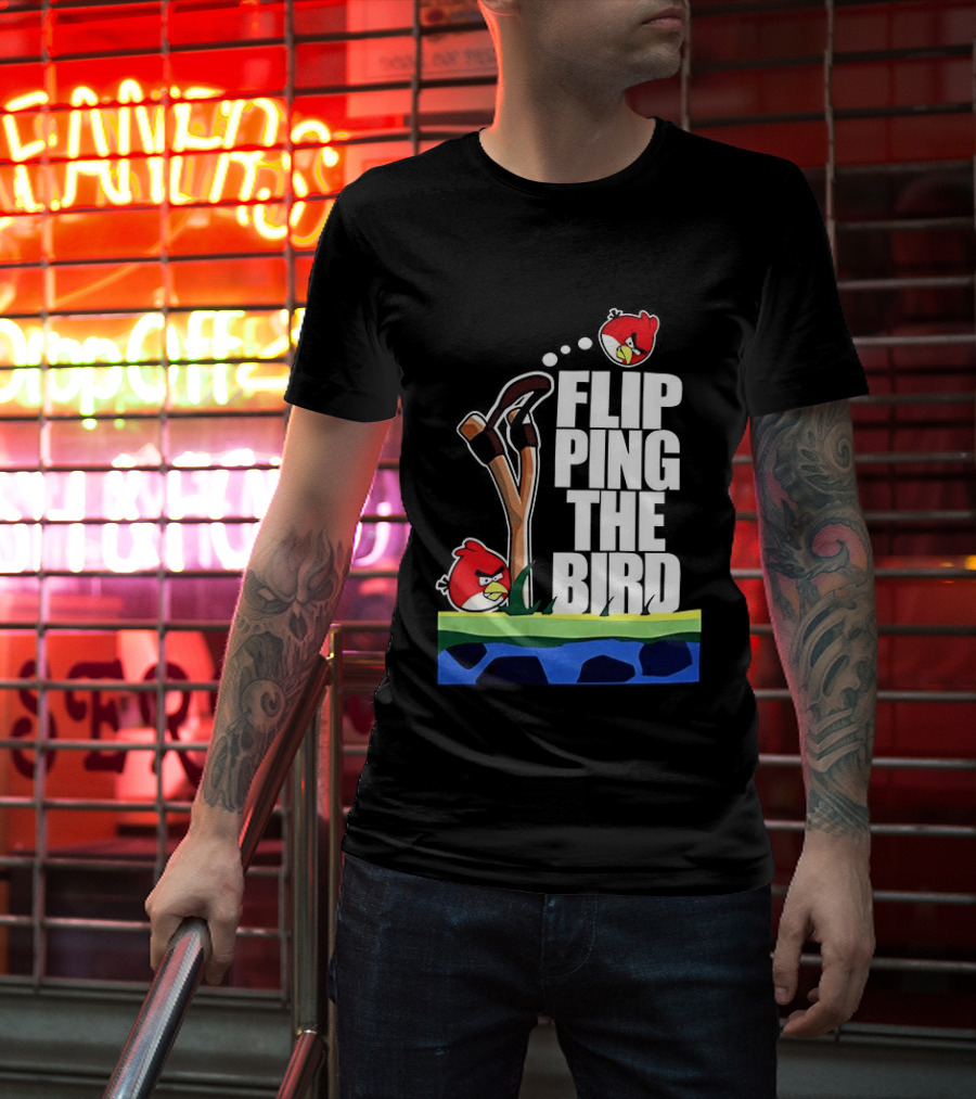 Flipping The Bird Angry Slingshot Birds T-Shirt