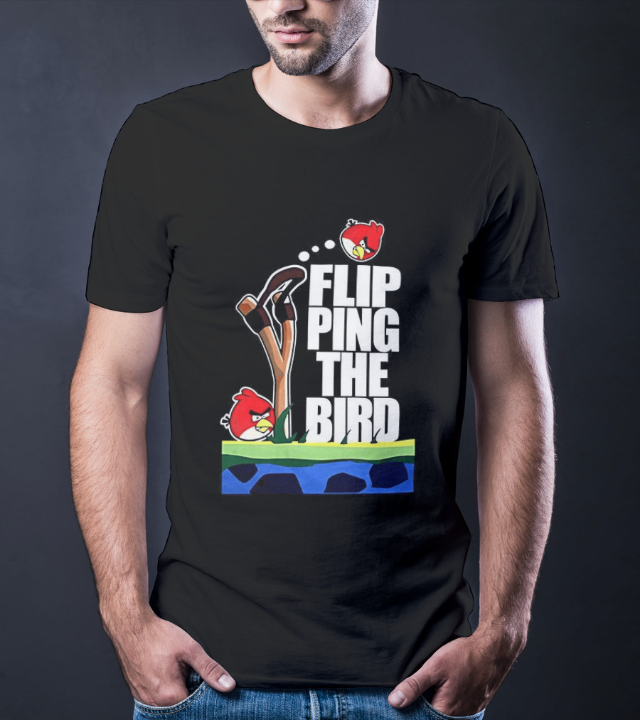 Flipping The Bird Angry Slingshot Birds T-Shirt