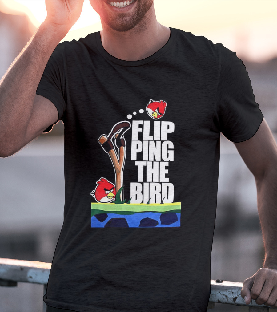 Flipping The Bird Angry Slingshot Birds T-Shirt