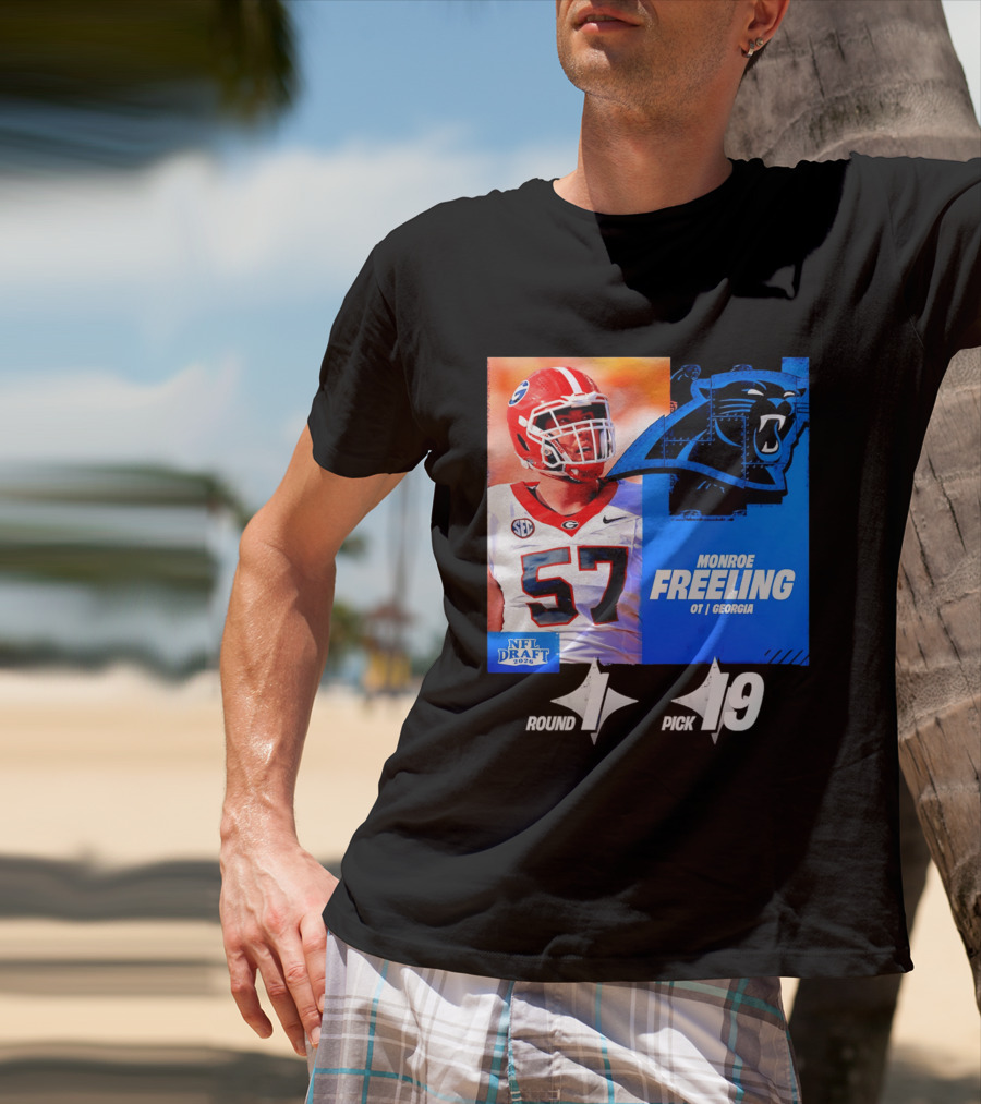 Monroe Freeling Georgia OT Round 1 Pick 19 Carolina Panthers 2026 NFL Draft T-Shirt