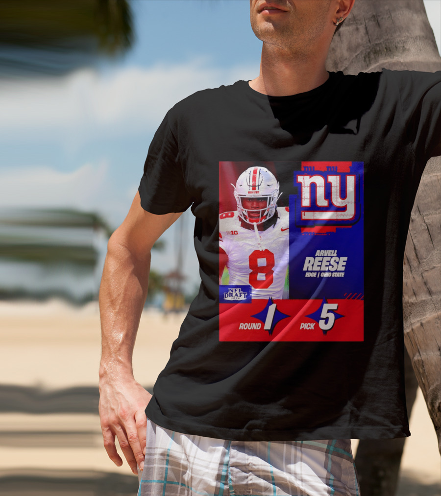 New York Giants NFL Draft 2026 Arvell Reese Ohio State Round 1 Pick 5 T-Shirt