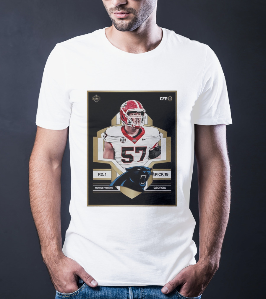 Georgia Monroe Freeling Pick 19 Carolina Panthers CFP Draft Round 1 T-Shirt