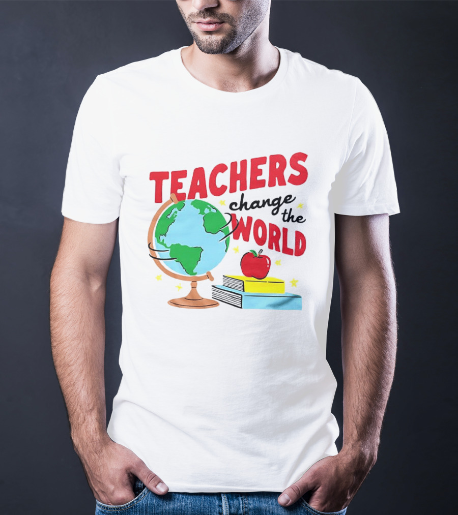 Teachers Change The World Globe Book Apple T-Shirt