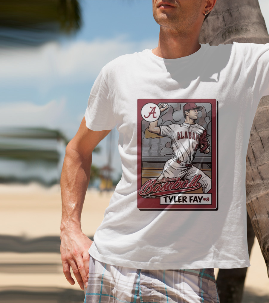 Alabama Crimson Tide Baseball Tyler Fay #8 Cartoon Card T-Shirt