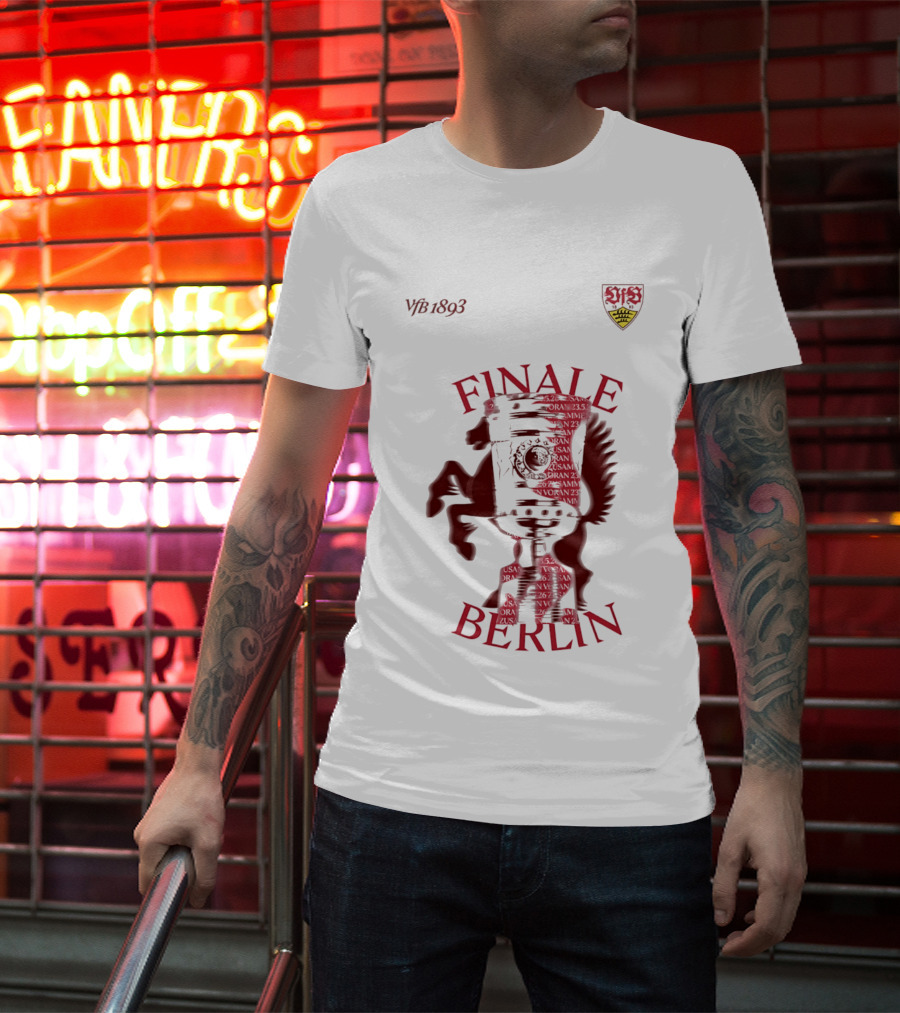 VfB 1893 Finale Berlin 2026 DFB Pokal Final Iconic Team Crest Featuring Red Trophy And Horse T-Shirt
