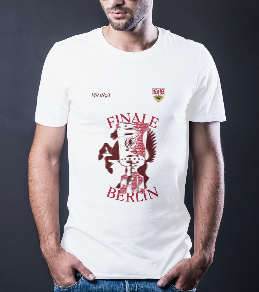 VfB 1893 Finale Berlin 2026 DFB Pokal Final Iconic Team Crest Featuring Red Trophy And Horse T-Shirt