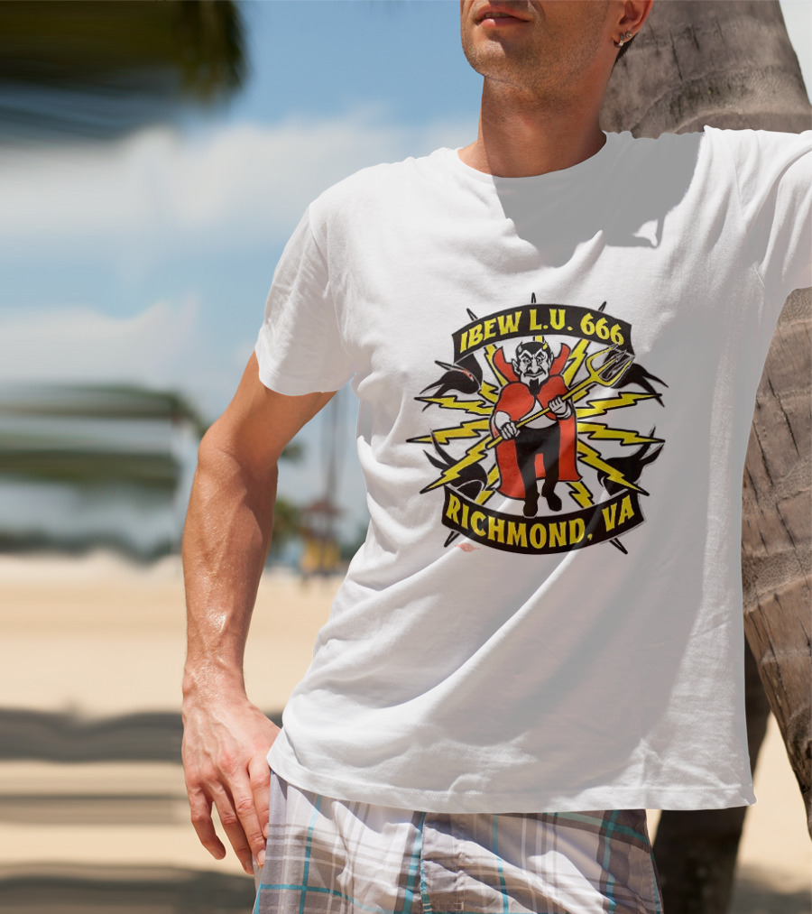 IBEW LU 666 Richmond VA Devil With Pitchfork And Lightning Bolts T-Shirt