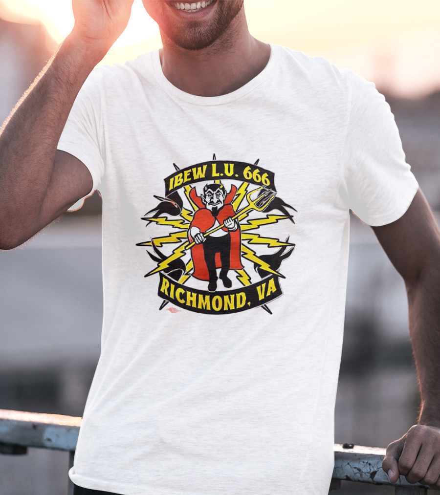IBEW LU 666 Richmond VA Devil With Pitchfork And Lightning Bolts T-Shirt