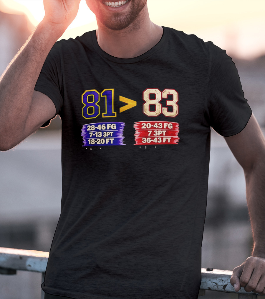 81 Vs 83 Basketball Stats FG 3PT FT Comparison T-Shirt